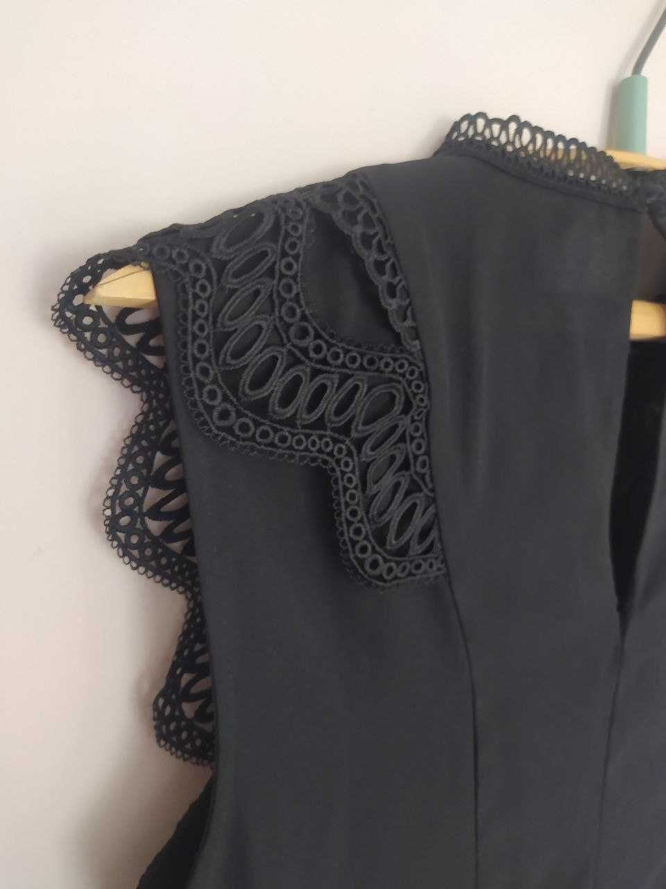 Брендова чорна блуза, топ Lipsy London з мереживом, шовкова Coast