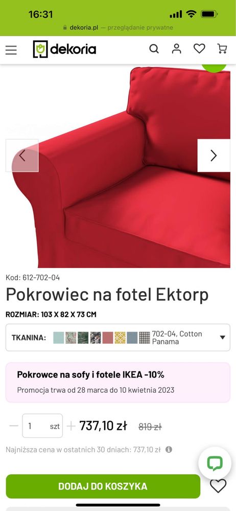 Pokrowiec na fotel Ektrop