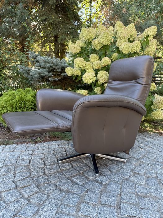 fotel rozkładany z funkcją relax relaksacyjny TV skóra naturalna