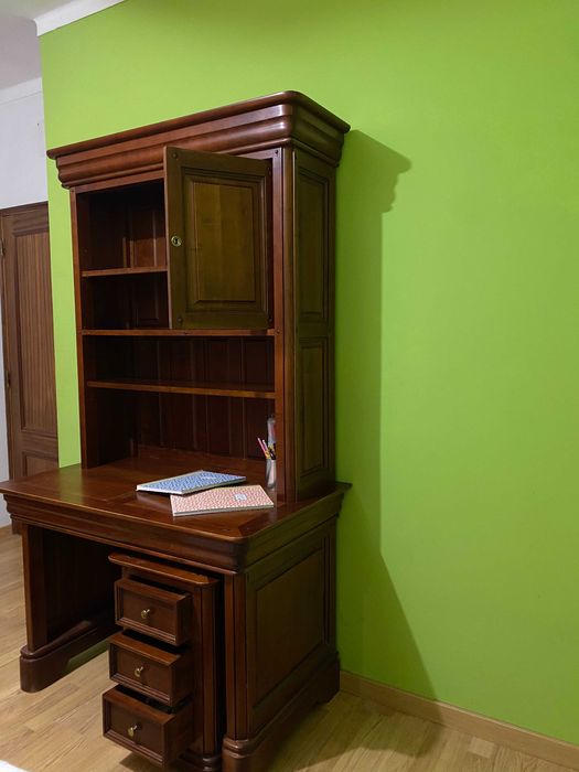 Secretária + Estante, cerejeira maciça