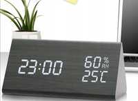 Elektroniczny budzik zegar cyfrowy LED termometr higrometr