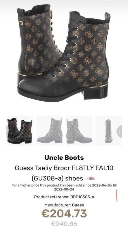 Ботильйони черевики на шнурівці guess taelin fl8tly fal10