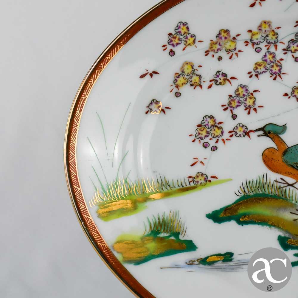 Travessa porcelana da China, decoração faisões e flores, Circa 1970