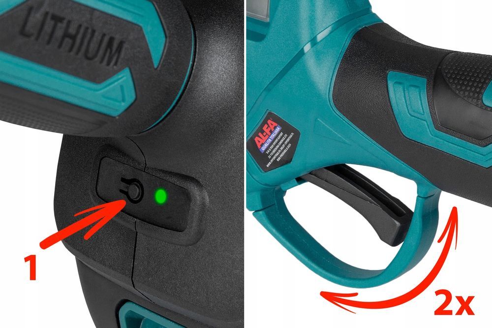 Sekator Akumulatorowy Nożyce Elektryczne Ogrodowe Wyświetlacz 2 Akum