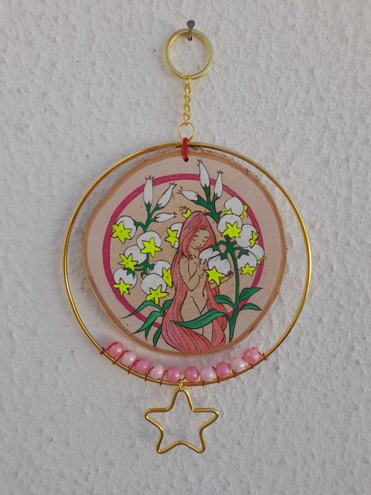 Caça Sonhos Feitos em Pirografia e Pintura, Á Mão