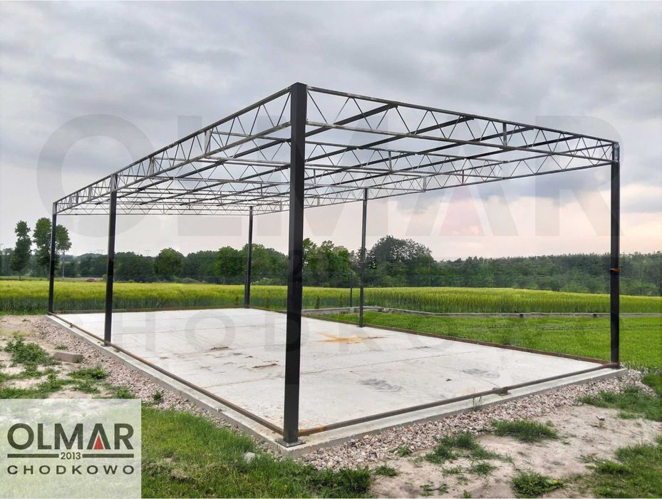 Szkielet wiaty, garażu 12,94m x 6,46m.