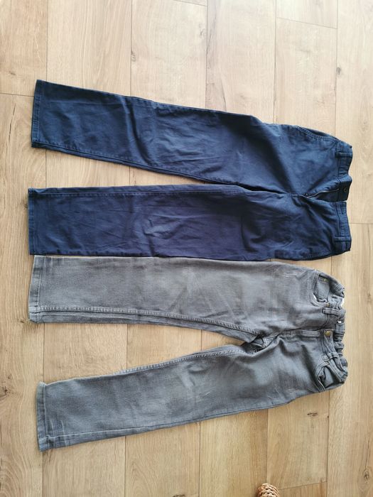 Spojenie granatowe eleganckie H&M i szare jeansowe rozmiar 146