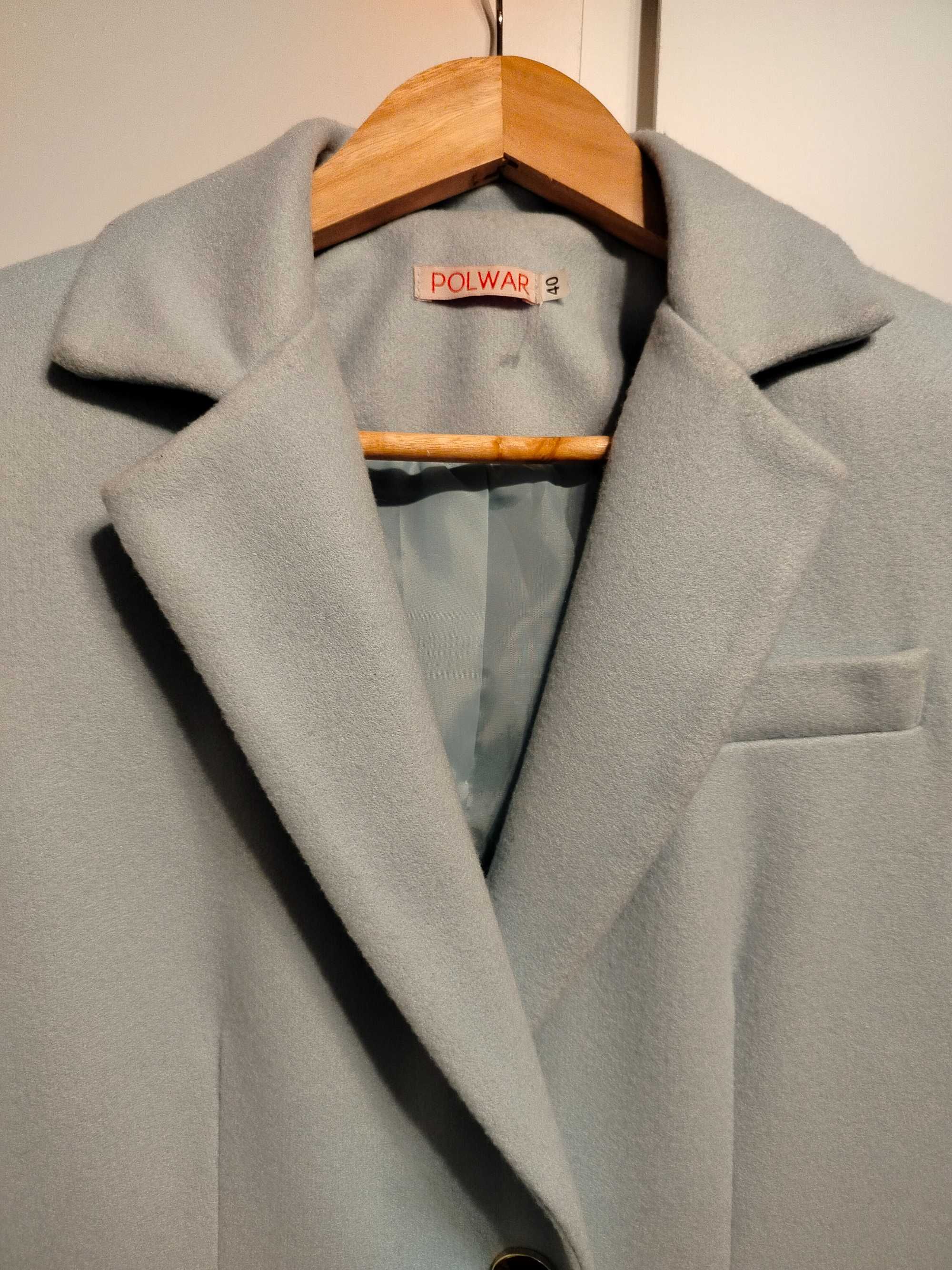 Płaszcz wiosenny Polwar 38 S/M jasnobłękitny baby blue