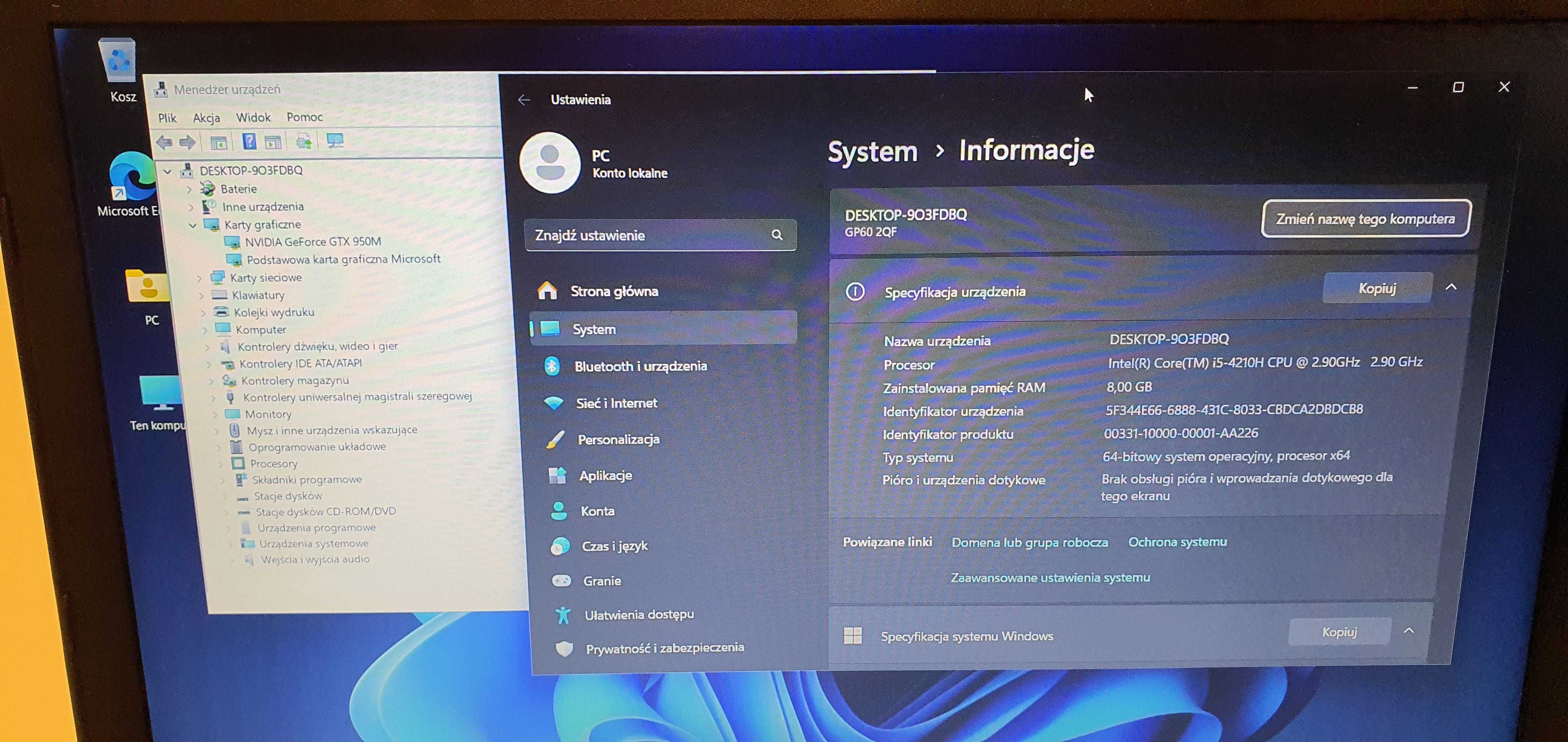 Laptop MSI GP60 2QF i5/8GB/240GB SSD