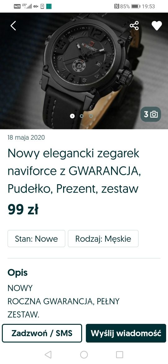 Nowy elegancki zegarek męski Naviforte (gwarancja) .