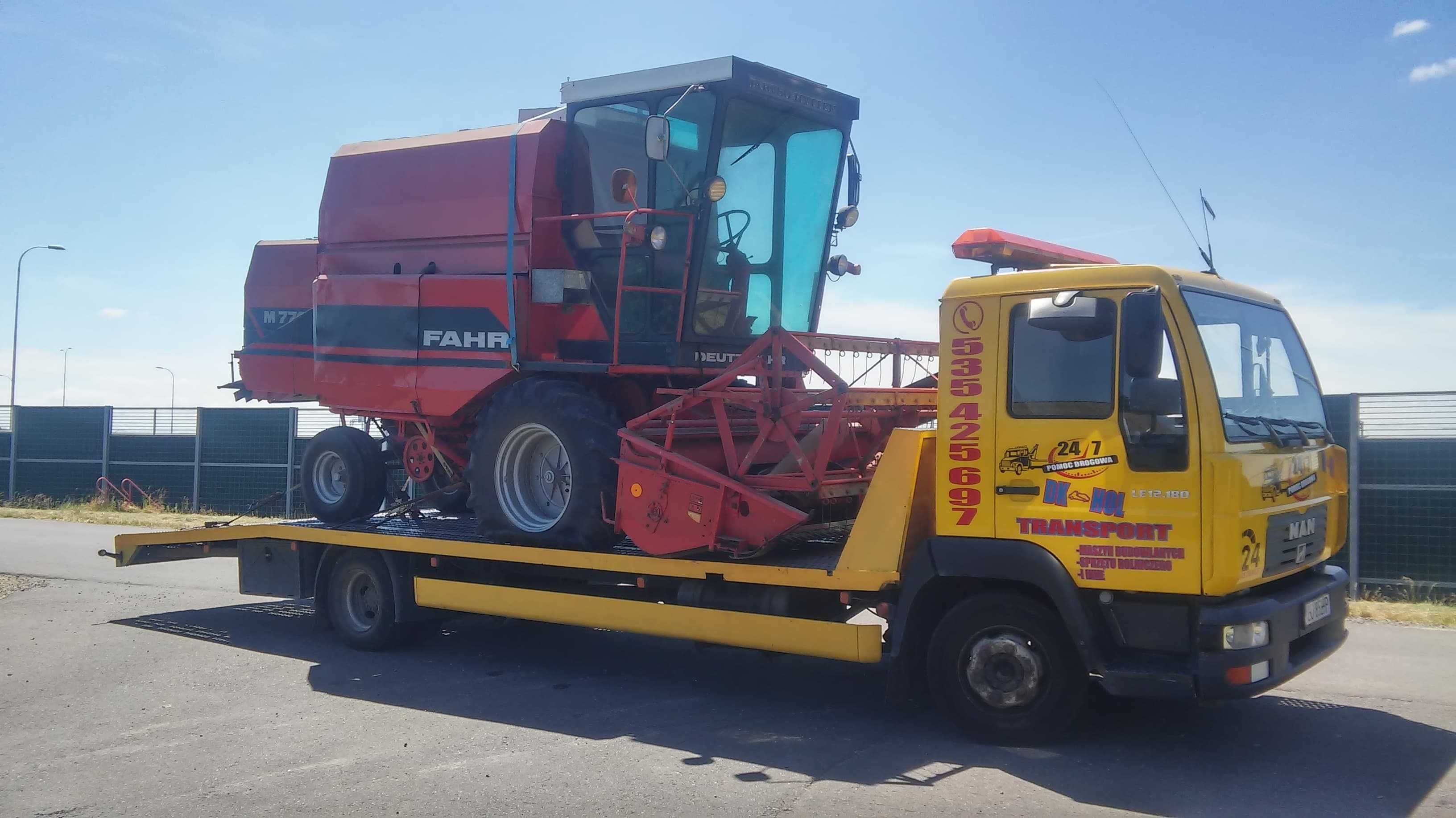 Transport maszyn rolniczych i budowlanych ciągniki koparki ładowarki