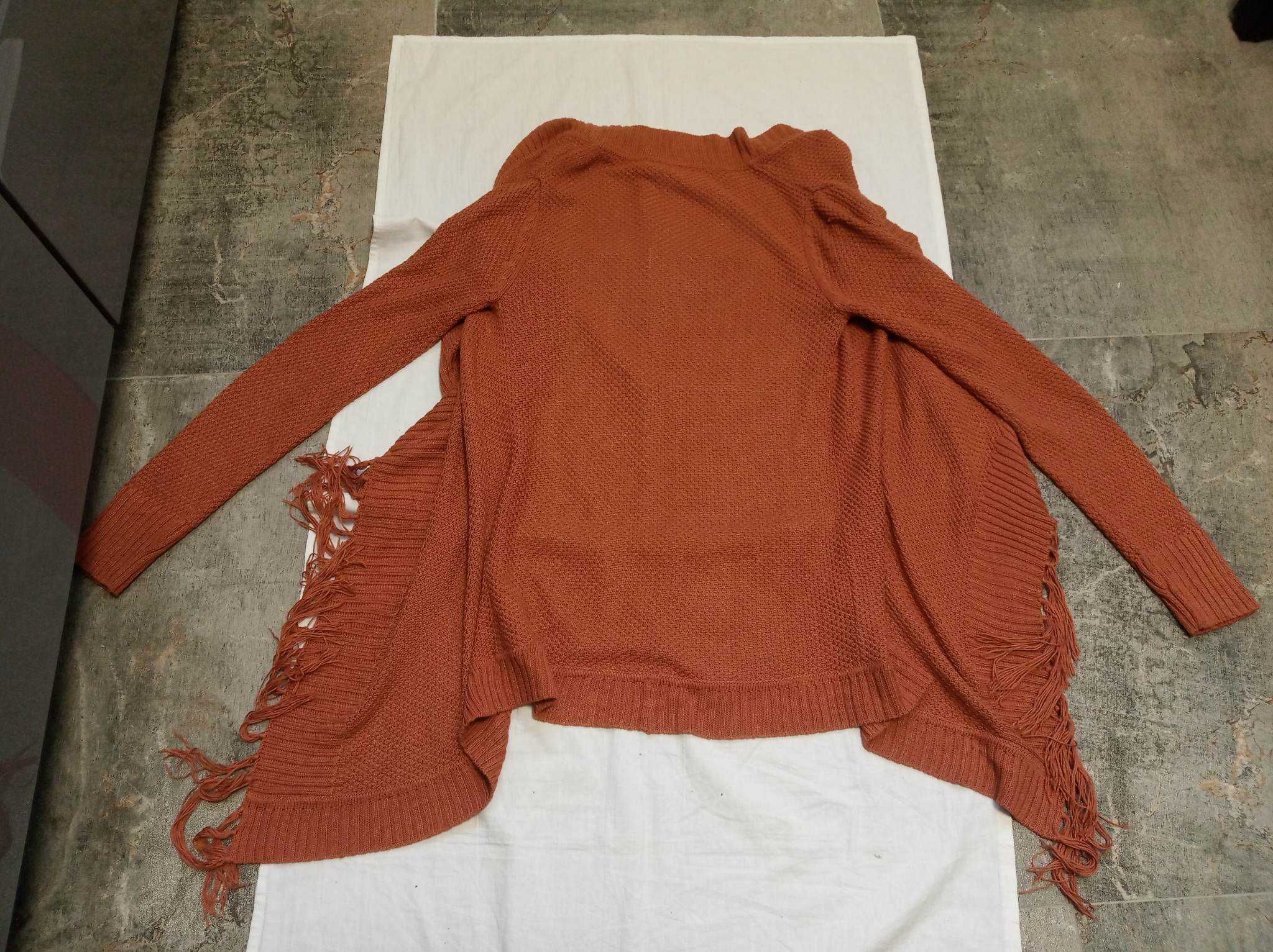 Kardigan blezer sweter damski w stylu folk frędzle - S - L -"Topshop".