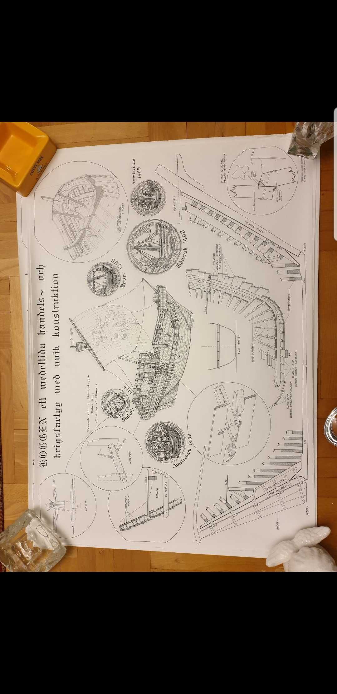 Plakat szwedzki Koggen, koga, statek sredniowieczny