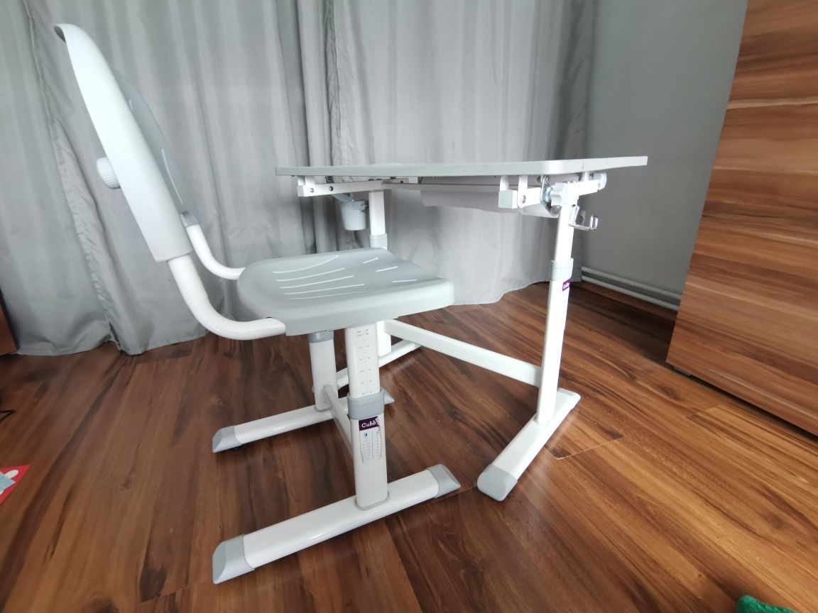 Biurko z krzesłem dla dzieci Cubby Karo szare - mocne stabilne