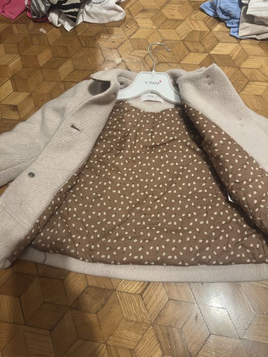 Beżowy wełniany Płaszczyk Zara 98