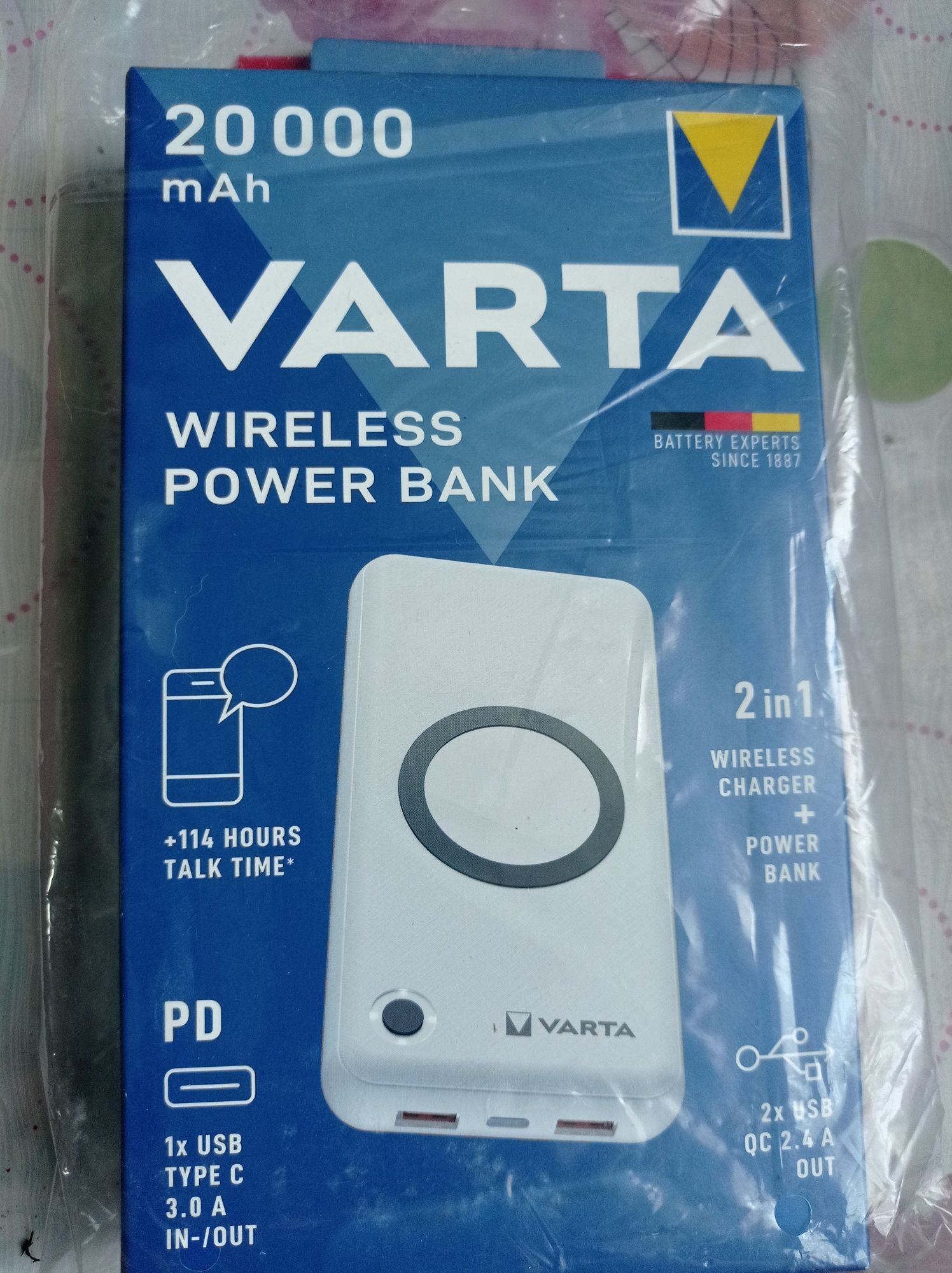 Оригінал!Павербанк Varta бездротовий 20000 mAh