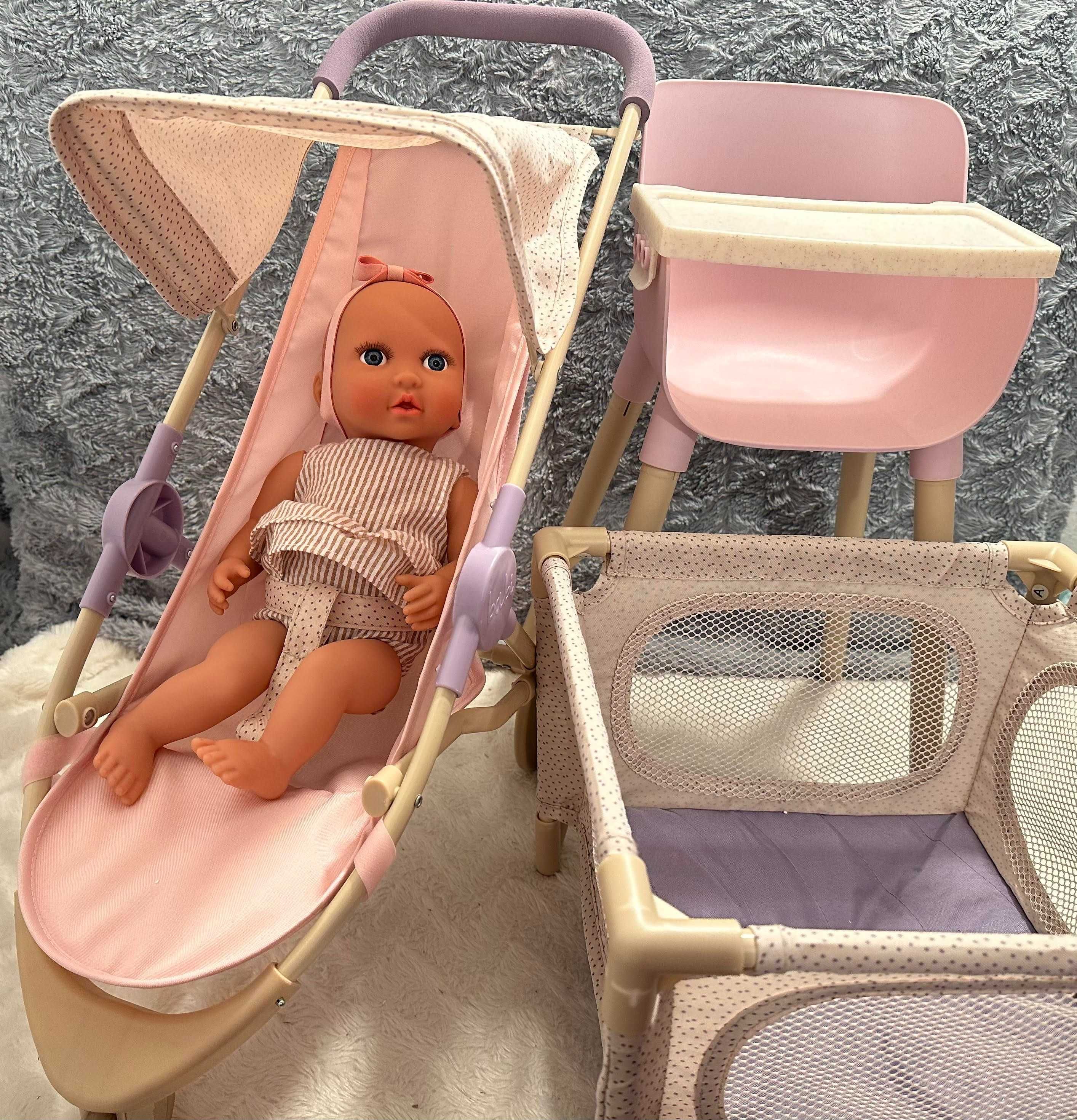 Babi Deluxe zestaw krzesełko, kojec, wózek, lalka +akcesoria