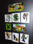 Magnesy na lodówkę MINECRAFT komplet 9 szt + GRATIS Naklejki Creeper