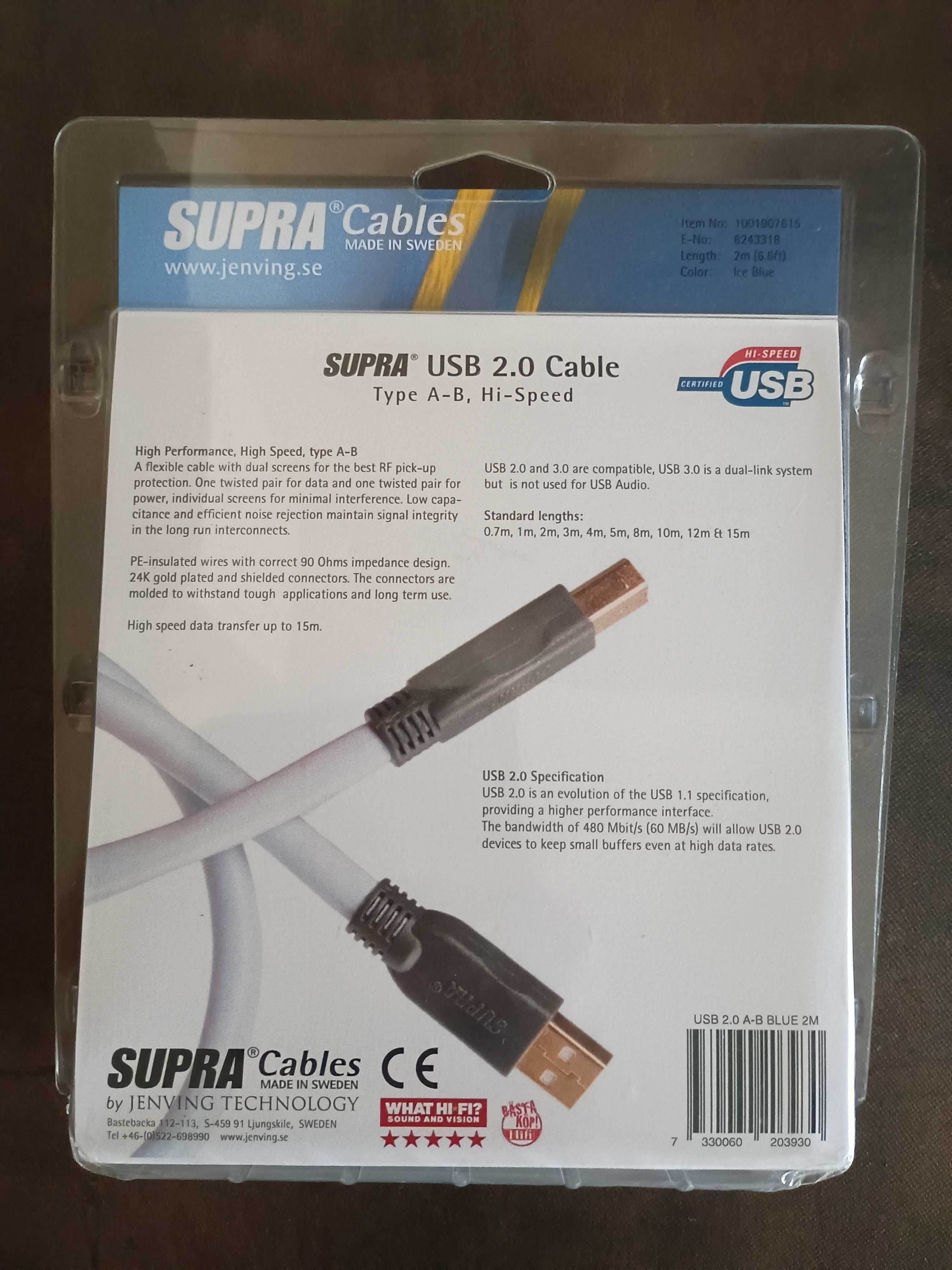Supra Blue Hi-speed USB 2.0 кабель, 2 м.