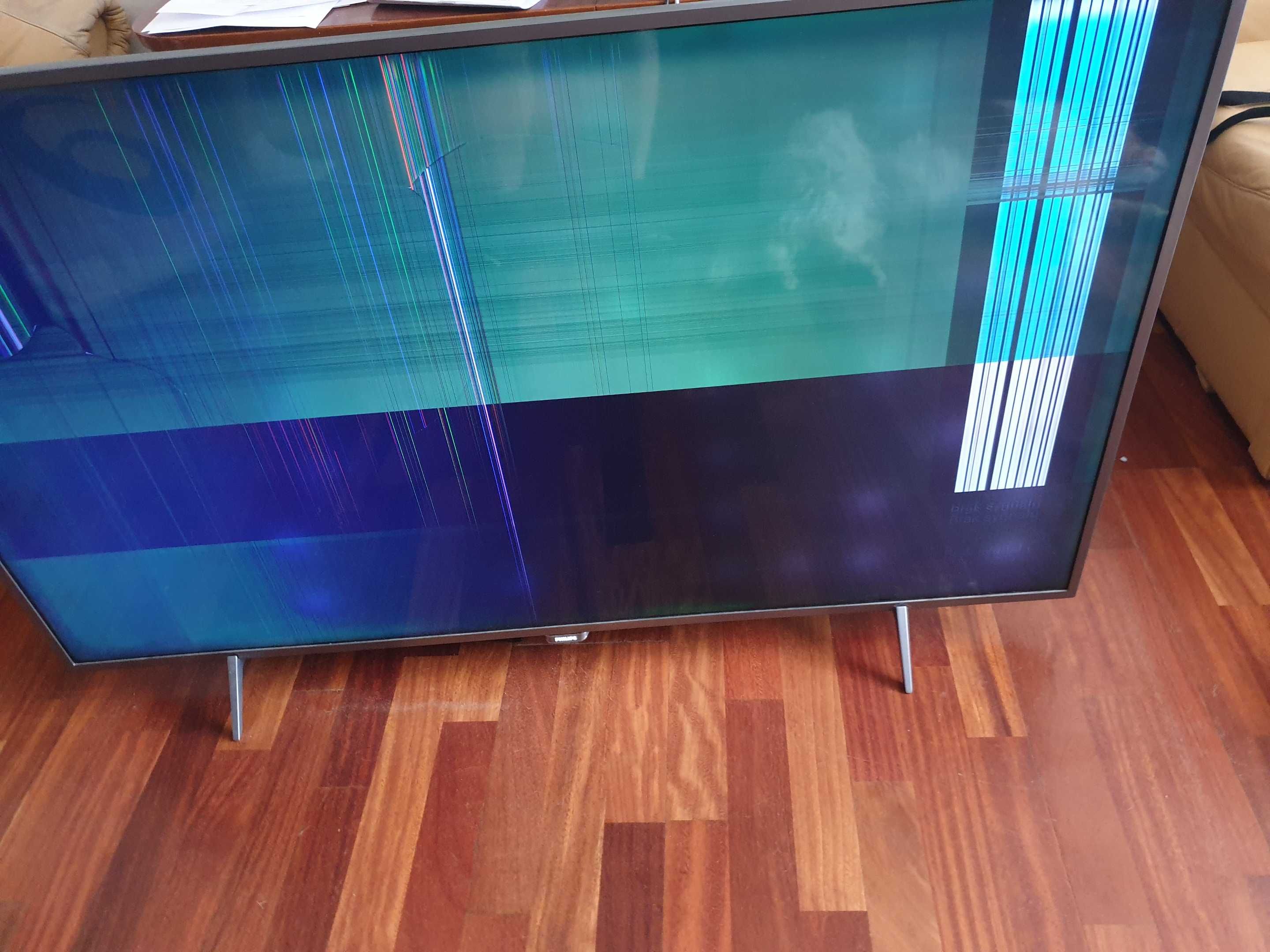 uszkodzony telewizor Philips 55PUS6401/12 zbita matryca