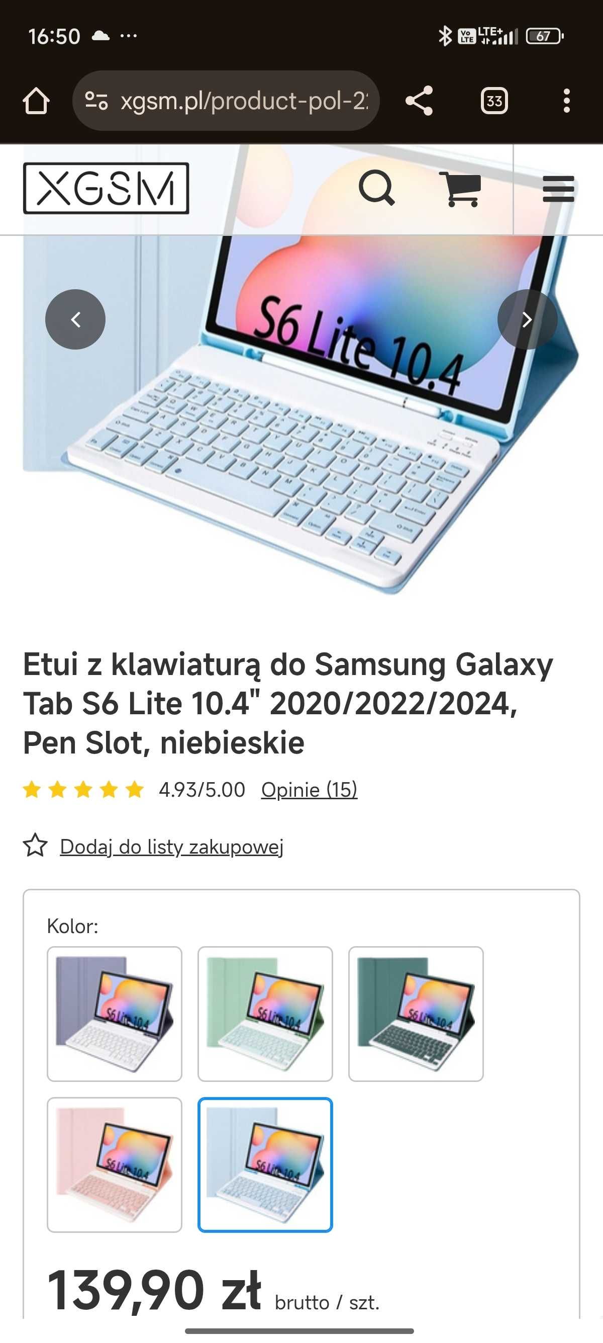 Etui z klawiaturą do Samsung Galaxy Tab S6 Lite 10.4