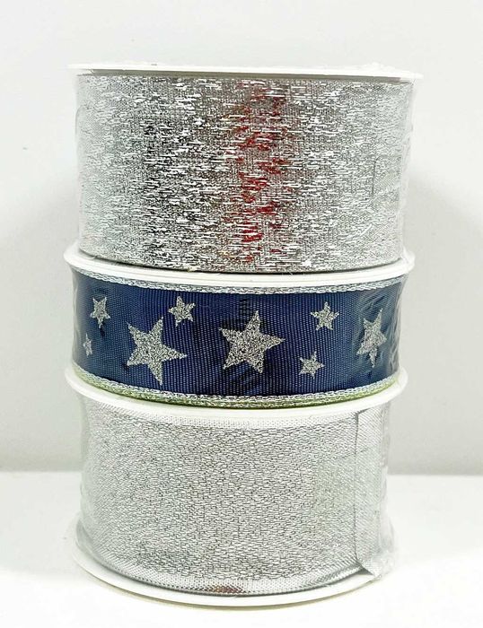 Wstążka zawijana kolor srebrny komplet 3 x 3m marki Gold Engel