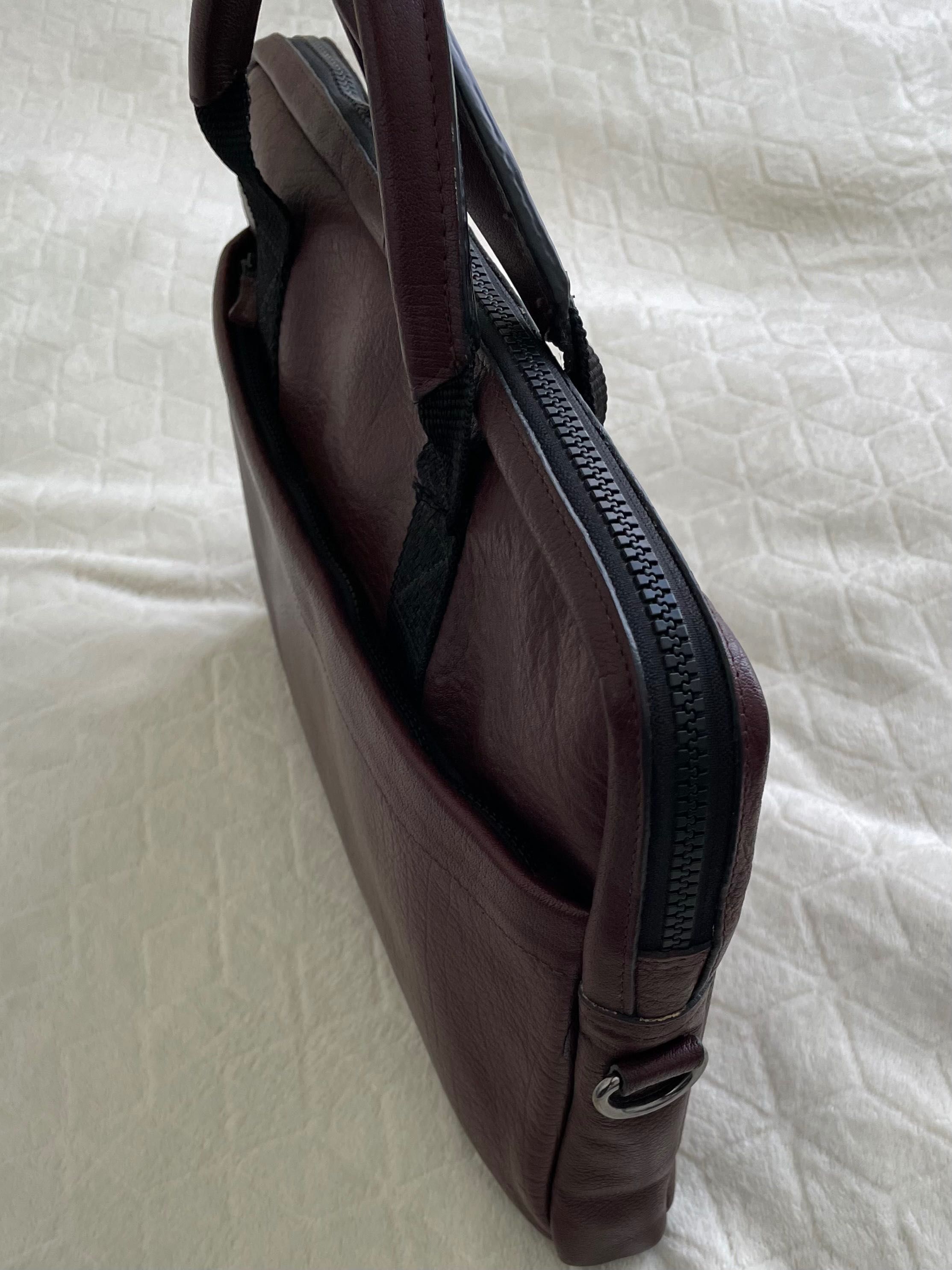 Męska aktówka , torba na laptopa, skórzana - bordowa - Nordic Still