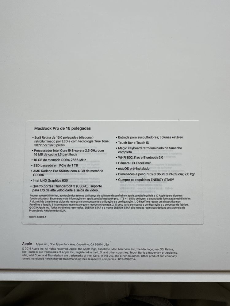 Macbook Pro 16 - 16GB RAM - SSD 1 TB - AMD Radeon Pro 5500M