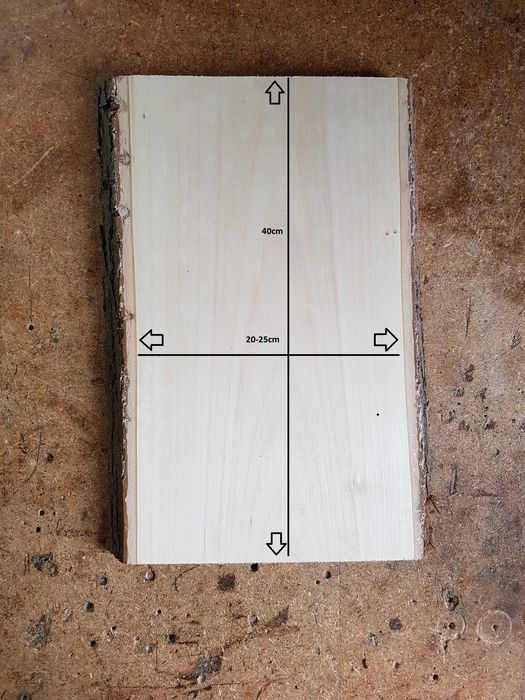 Deska lipowa z korą 40x22,5x2,5cm rzeźba, ikony, decoupage