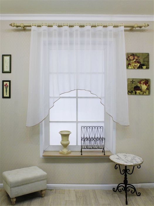 Тюль кухонна арка білого та молочного кольору