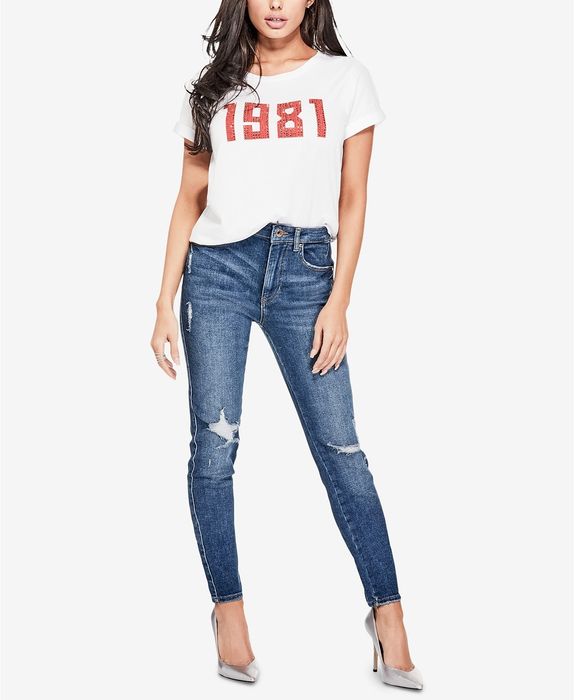 GUESS ОРИГІНАЛ. Нова жіноча футболка біла белая лого 1981