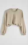 Reserved krótka bluza crop wywijany ściagacz S 36 beige bdb blogerska