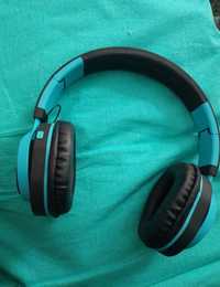 Słuchawki bez przewodowe nauszne niebiesko czarne