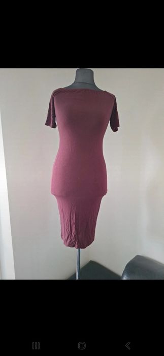 Burgundowa fioletowa cienka sukienka na lato