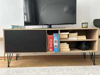 Szafka rtv industrialna industrial drewno jasny czarny