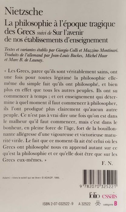 La Philosophie à L'Époque Tragique des Grecs - Friedrich Nietzsche