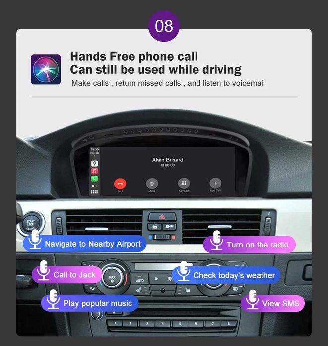 Rádio 9" Linux BMW Série 3 e 5 E60 E90 Carplay Android Auto GPS NOVO