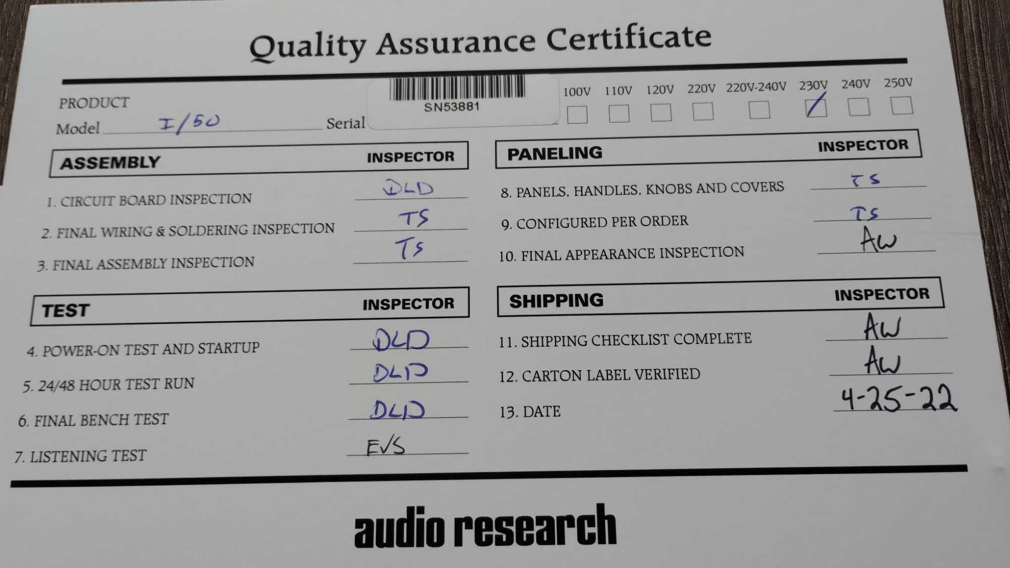Audio Research I/50