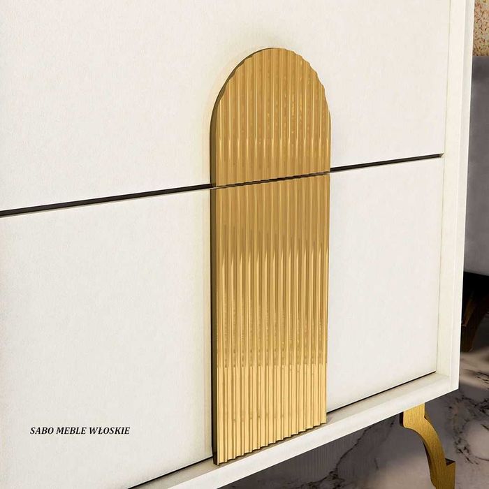 Włoska komoda do sypialni Gracja biało-złota