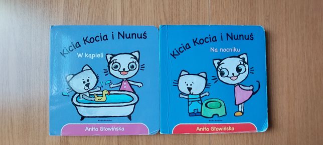 Dwie książeczki: "Kicia Kocia i Nunus w kapieli" oraz "Na nocniku" twa