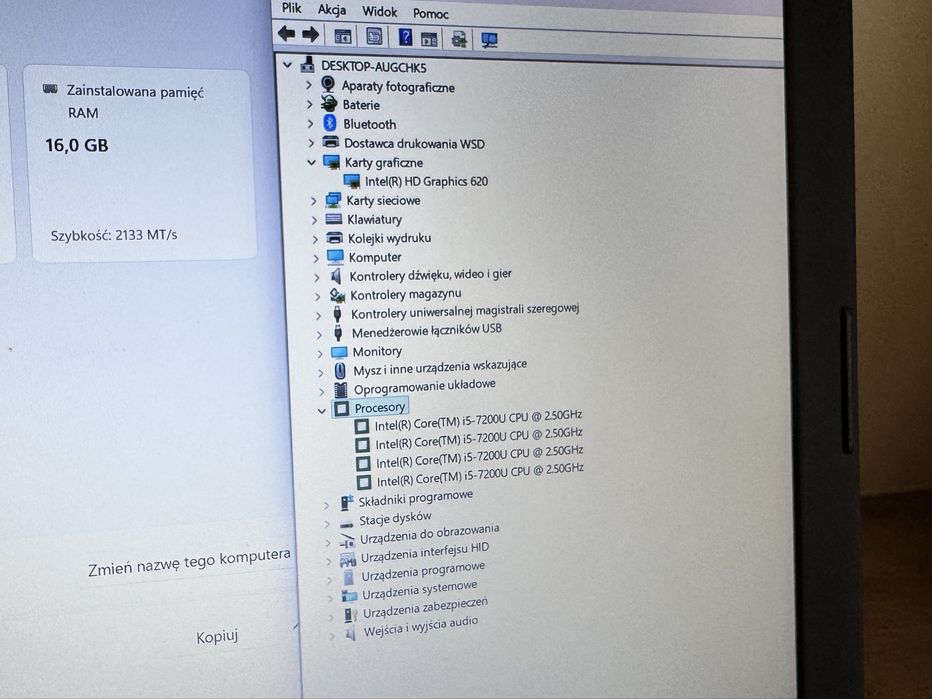 Laptop Dell Latitude 3590 i5-7200U, 16GB RAM, 500GB SSD zasilacz torba