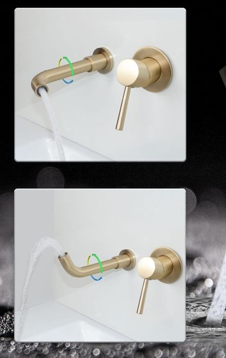 Torneira de parede dourada