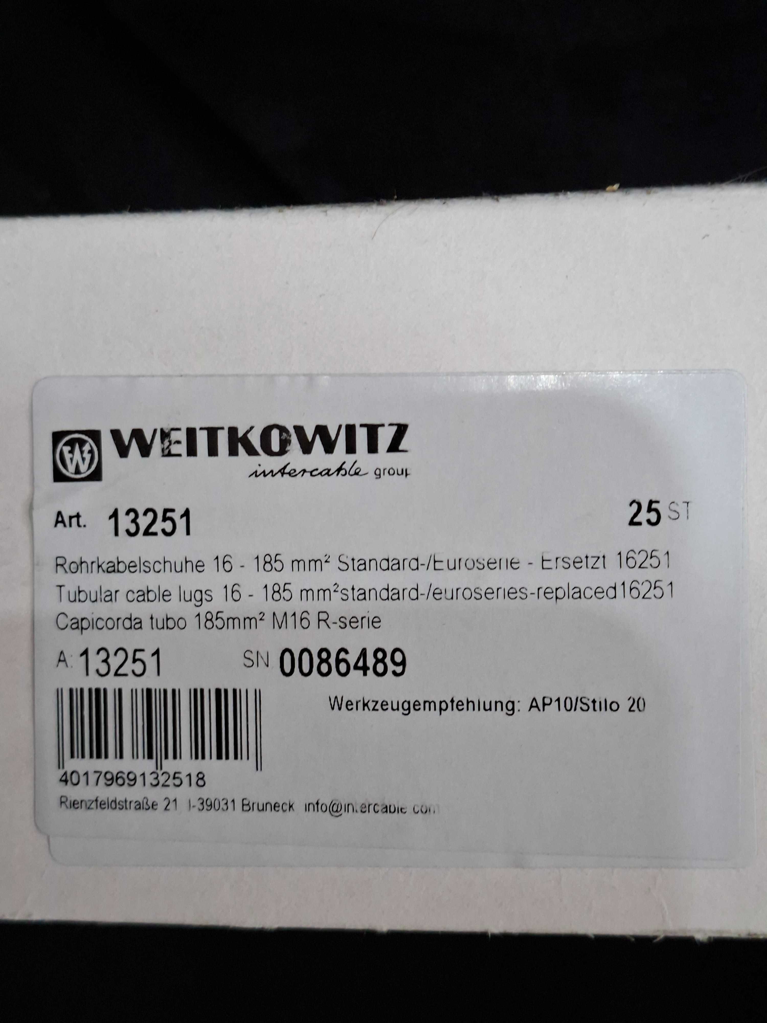 Końcówka kablowa oczkowa Weitkowitz 13251 M16 185mm2 25 sztuk
