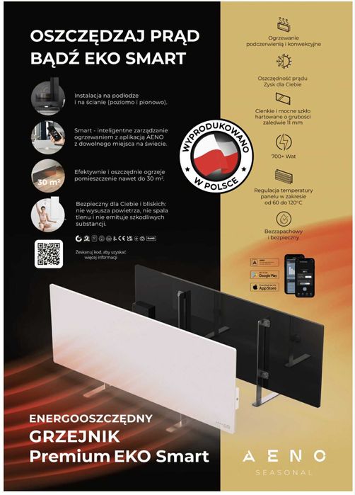 Grzejnik na podczerwień 700W Czarny Aeno