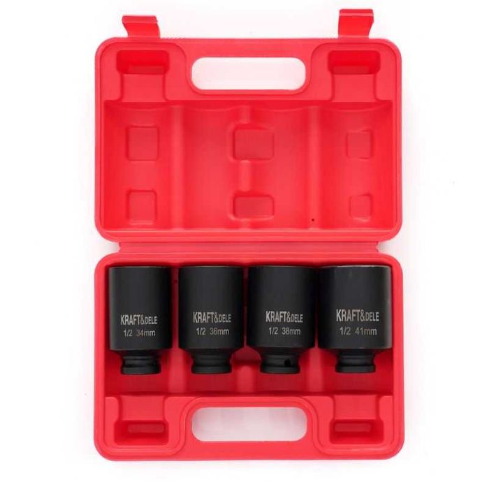 NASADKI UDAROWE 1/2" 4 szt HEX 12 Kątne zestaw nasadek walizka KD11754