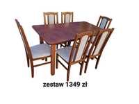 Stół + 6 krzeseł, NOWE - OD RĘKI, kasztan+kawa z mlekiem, dostawa PL