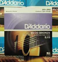 Струны для акустической гитары D'ADDARIO EJ13 (11-52)