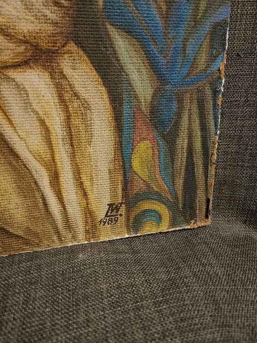 Obraz olejny na desce "Melancholia" sygnowany 1989 r. symbolizm