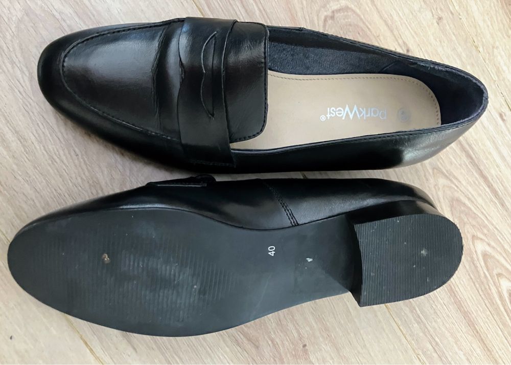Czarne loafersy, Park West, r.40, wkladka 25cm, jak nowe