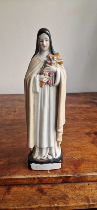 Rzeźba figura Św. Teresa porcelana XIXw Niemcy antyk dewocjonalia
